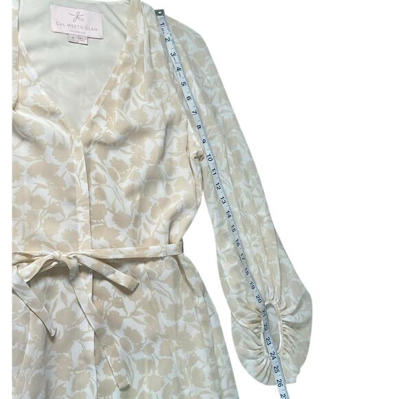 Gal Meets Glam Beige Chiffon Button-Down Midi Dress Women’s Size 4 Belted NWOT - Picture 10 of 12